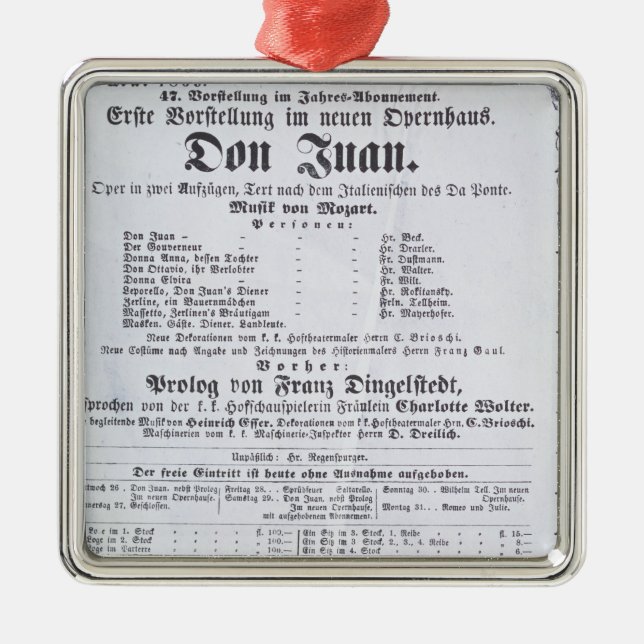 Plakatwerbung eine Leistung von 'Don Juan Silbernes Ornament (Vorne)