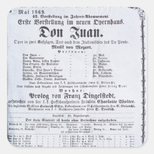 Plakatwerbung für "Don Juan" Quadratischer Aufkleber