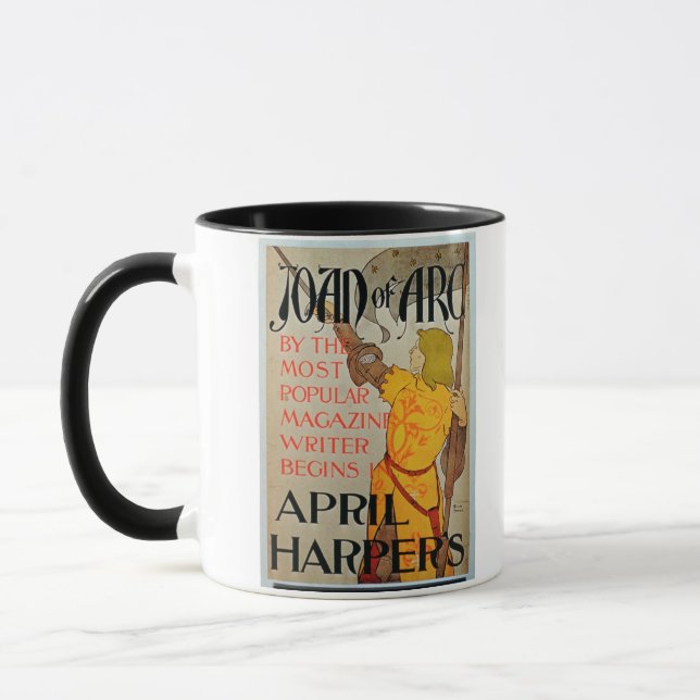 Plakatwerbung "Jeanne d'Arc" im April Harpers Tasse (Links)