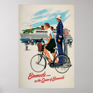 Plakatwerbung Queen Bermuda Dampfschiff Poster