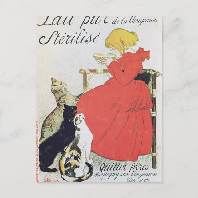 Plakatwerbung Reine Sterilisierte Milch Postkarte (Vorderseite)