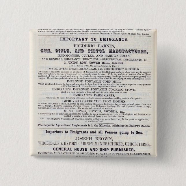 Plakatwerbungs-Emigrantdienstleistungen Button (Vorderseite)