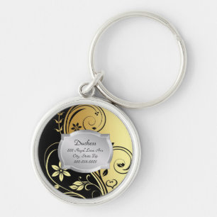 Plaketten-Haustier-Umbau Herzogin-Gold Floral Schlüsselanhänger
