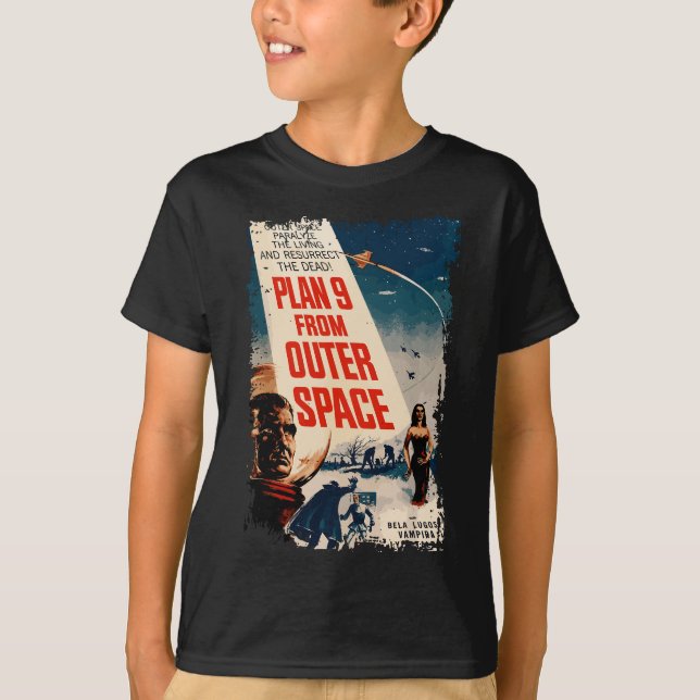 Plan 9 vom Weltraum Vintager SciFi T-Shirt (Vorderseite)