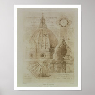 Plan, Abschnitt und Aufzug von Florenz-Kathedrale, Poster