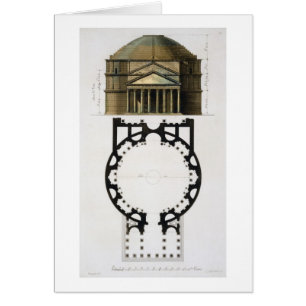 Plan au sol et façade du Panthéon, Rome, de