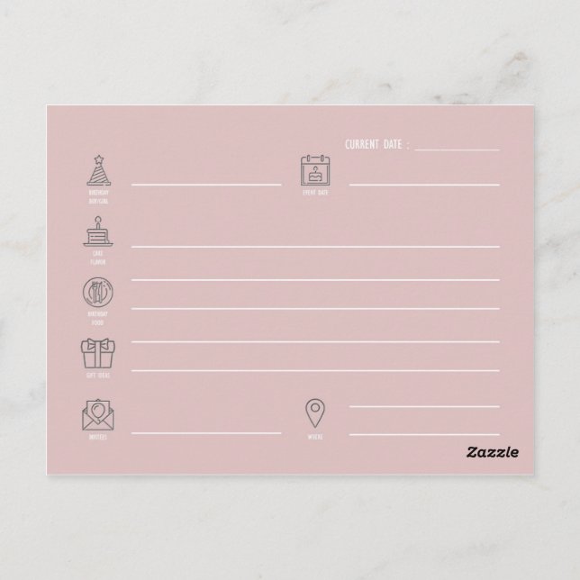 Plan d'anniversaire : Carte postale (Dos)