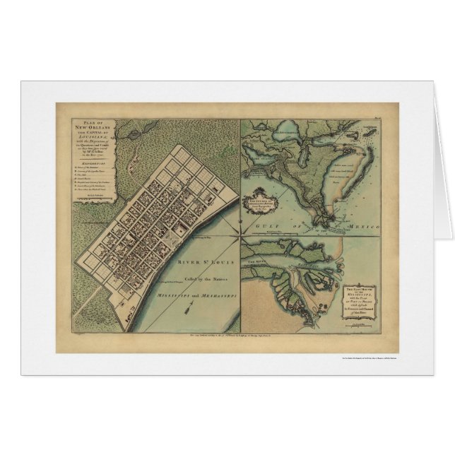 Plan de la carte 1759 de la Nouvelle-Orléans (Devant horizontal)