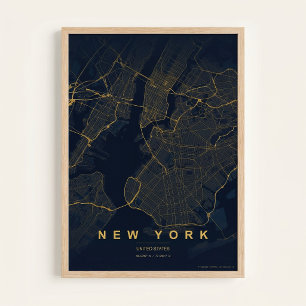 Plan de la ville de New York  Affiche de street ar