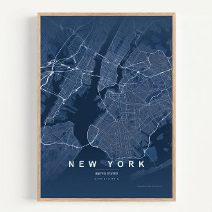 Plan de la ville de New York NYC affiche d'art mur