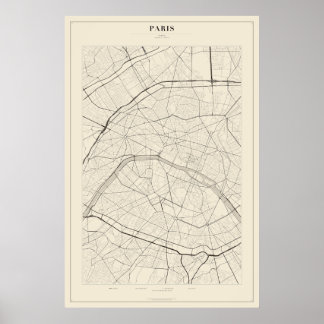 Plan de rue de Paris Poster