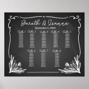 Plan de table assise du tableau de bord mariage