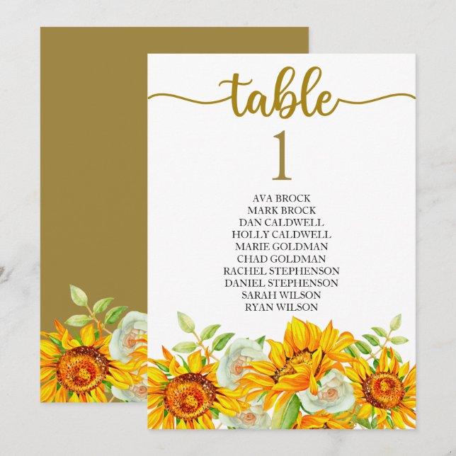 Plan de table Carte de table Calligraphie élégante (Devant / Derrière)