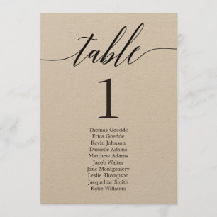 Plan de table carte de table individuelle écriture