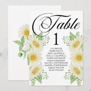 Plan de table carte joliment calligraphié