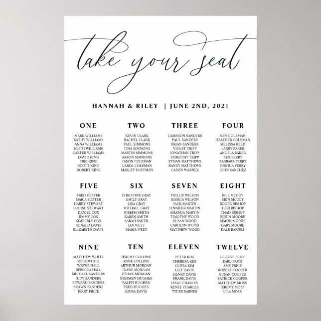 Plan de table de mariage affiche (Devant)
