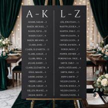 Plan de table de mariage alphabétique minimaliste
