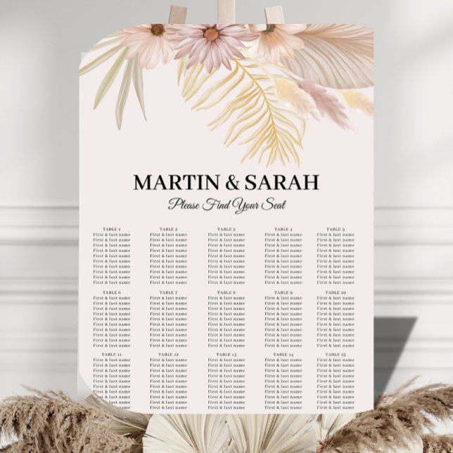 Plan de table de mariage botanique boho neutre (Créateur téléchargé)