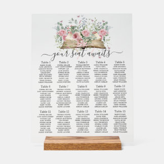 Plan de table de mariage floral rose pâle Livre an