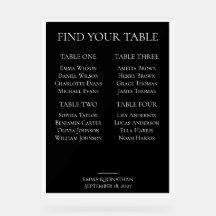 Plan de table de mariage moderne noir et blanc