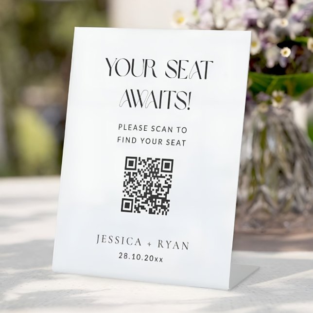 Plan de table de mariage numérique avec panneau co (Digital Wedding Seating Chart with QR Code Sign)