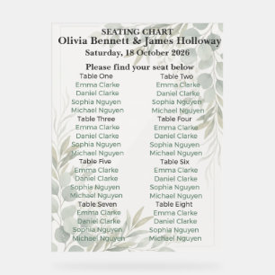 Plan de table de mariage pour jardin botanique