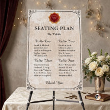 Plan de table de mariage sur parchemin à l'ancienn