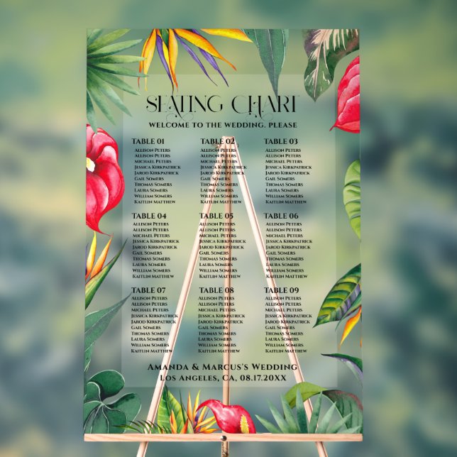 Plan de table de mariage tropical (Neutre)