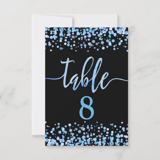 Plan de table numéro de table Confetti Bleu Clair (Devant)