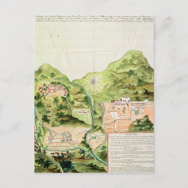 Plan der Bergwerke von Oaxaca, Mexiko, 1785-87 Postkarte (Vorderseite)