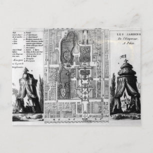 Plan der Gärten des Kaisers von Peking, aus Postkarte