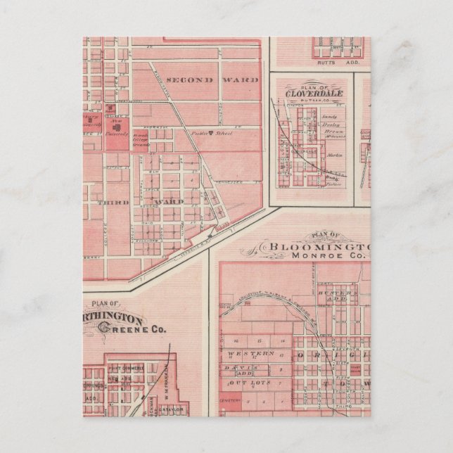 Plan der grünen Burg, Putnam Co mit Bloomington Postkarte (Vorderseite)