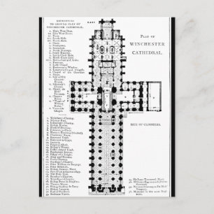Plan der Kathedrale von Winchester Postkarte