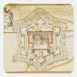 Plan der Mailänder Zitadelle Quadratischer Aufkleber