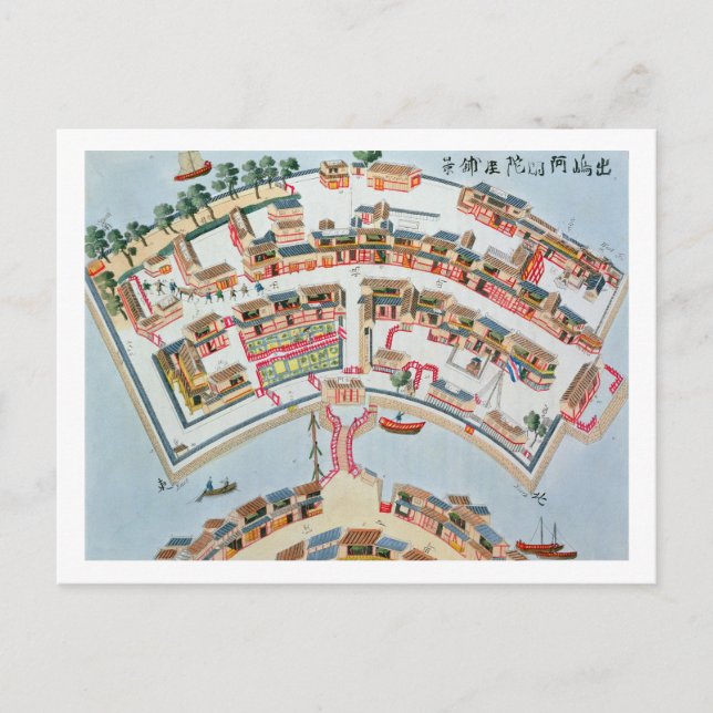 Plan der niederländischen Fabrik auf der Insel Des Postkarte (Vorderseite)