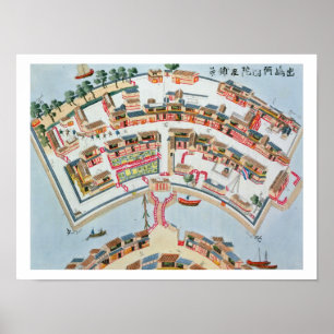 Plan der niederländischen Fabrik in der Insel von Poster