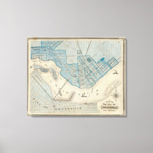 Plan der Stadt Jeffersonville und Umgebung Leinwanddruck