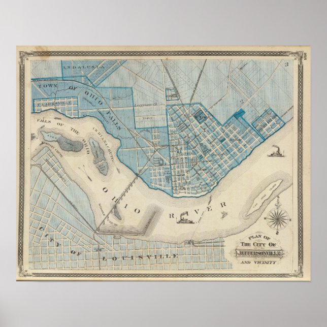 Plan der Stadt Jeffersonville und Umgebung Poster (Vorne)