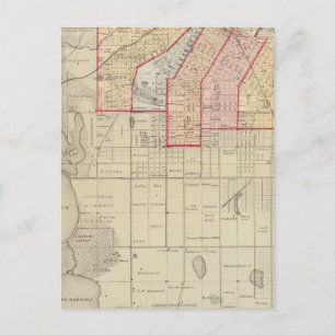 Plan der Stadt Minneapolis und Umgebung Postkarte
