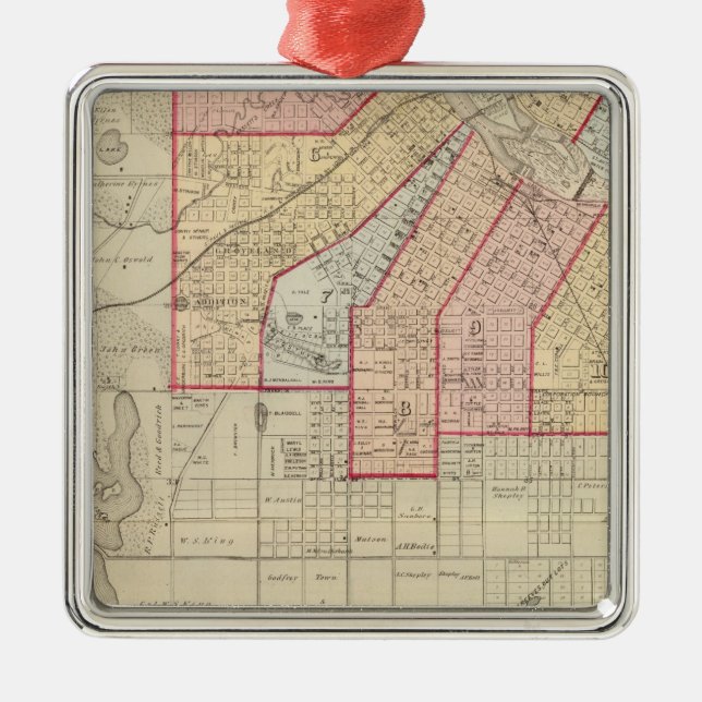 Plan der Stadt Minneapolis und Vicinity Ornament Aus Metall (Vorne)
