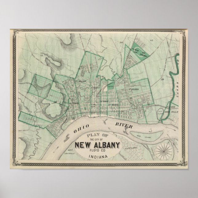 Plan der Stadt New Albany, Floyd Co, Indiana Poster (Vorne)
