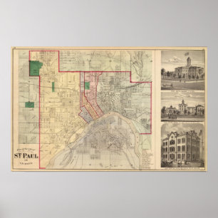 Plan der Stadt St. Paul und Vicinity Poster