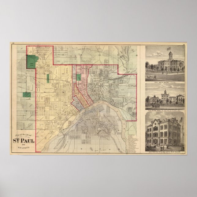 Plan der Stadt St. Paul und Vicinity Poster (Vorne)