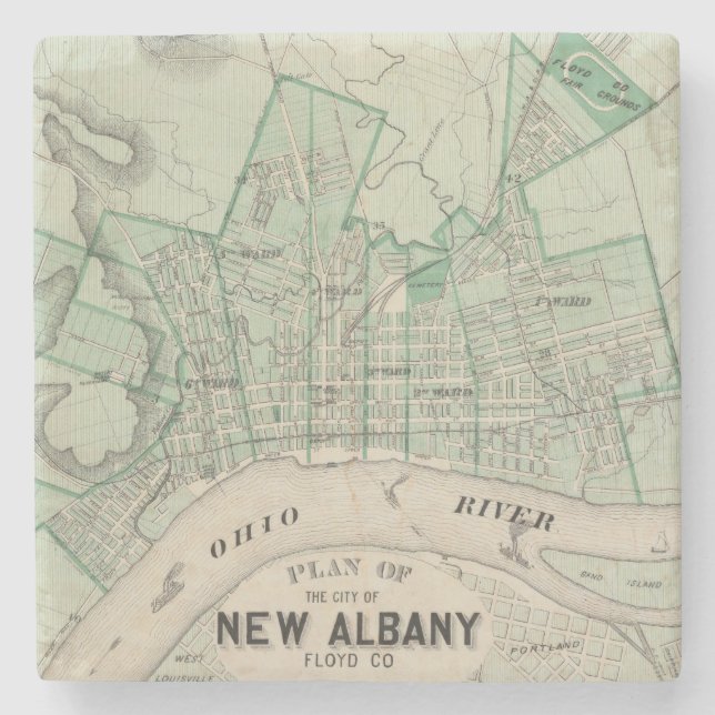 Plan der Stadt von neuem Albanien, Floyd Co, Steinuntersetzer (Vorderseite)