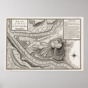 Plan der Stadt von Pittsburg Poster