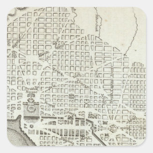 Plan der Stadt von Washington Quadratischer Aufkleber