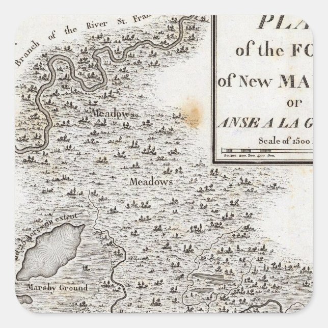 Plan des Forts von New Madrid Quadratischer Aufkleber (Vorderseite)