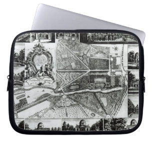 Plan des Gartens und Ansicht der Häuser bei Chisw Laptopschutzhülle