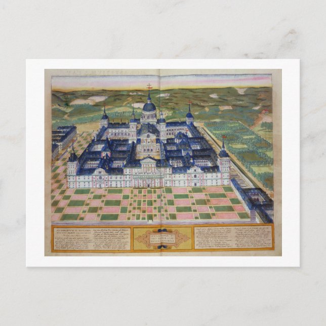 Plan des Klosters von El Escorial, von 'Civita Postkarte (Vorderseite)