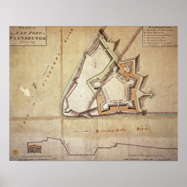 Plan des Neuen Forts in Pittsburgh Poster (Vorne)